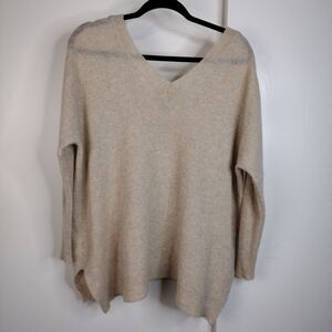 Subtle Luxury 100% Cashmere Vneck Sweater Womens Size M/L Tan Brown